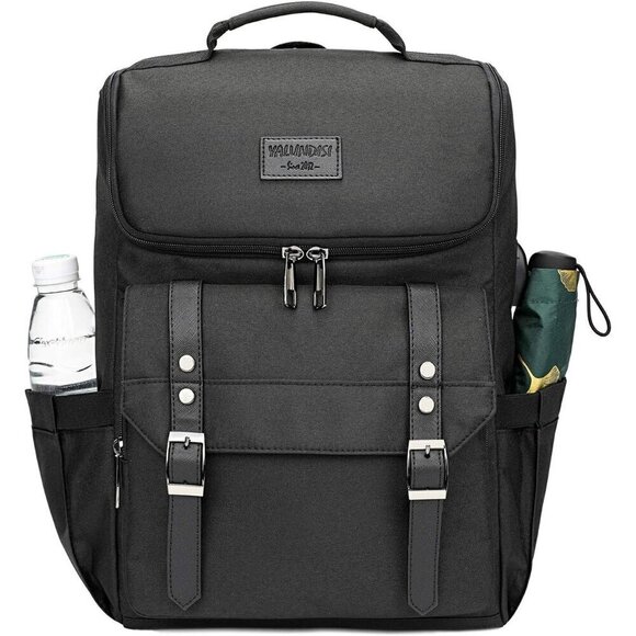 YALUNDISI Vintage Backpack black Travel Laptop bag  with USB Charging Port. main image 4